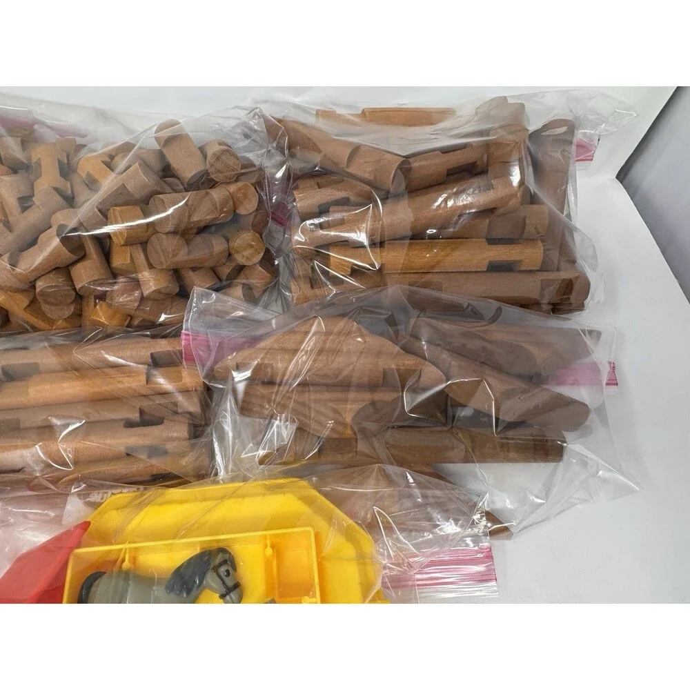 Vintage Lincoln Logs Wooden Building Pieces Lot ~290 Pieces Sorted Clean (A)